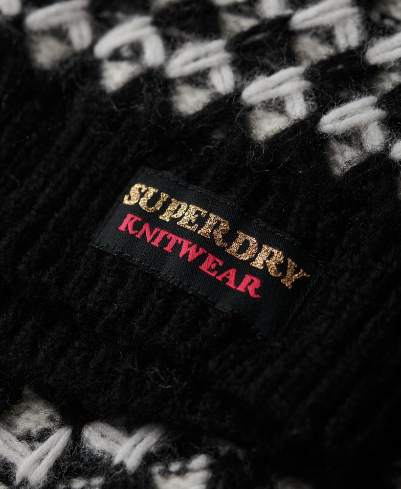 suéter cropped de gola alta em tricô preto