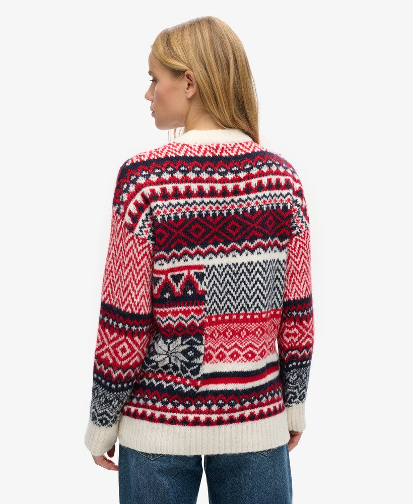 suéter de tricô com estampa mista em malha multicolorida