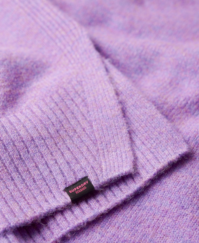 suéter oversized com decote em v na cor candy frost purple mescla.