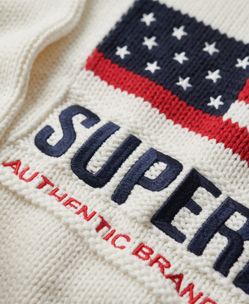 suéter de gola alta americana em malha na cor cru