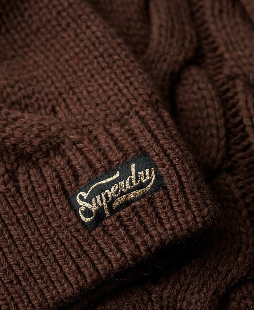 suéter polo chain cable knit na cor marrom chicória torcido com café