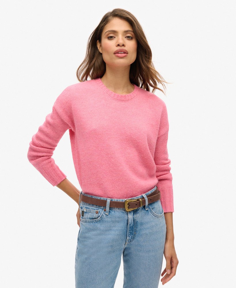 suéter essencial de gola redonda na cor rosa