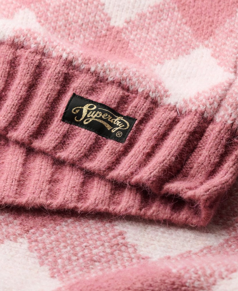 suéter com estampa argyle em rosa malva