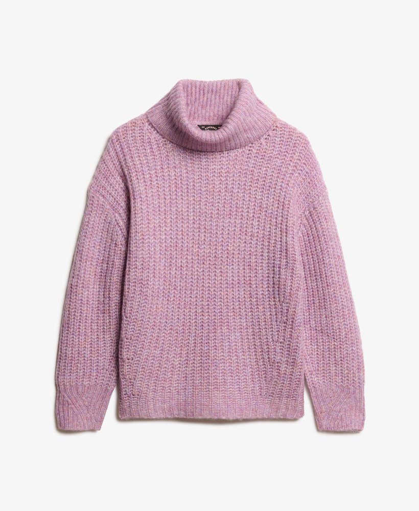 suéter de gola alta com textura canelada escovada na cor rosa antigo torcido