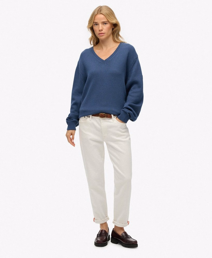 Suéter oversized com decote em V