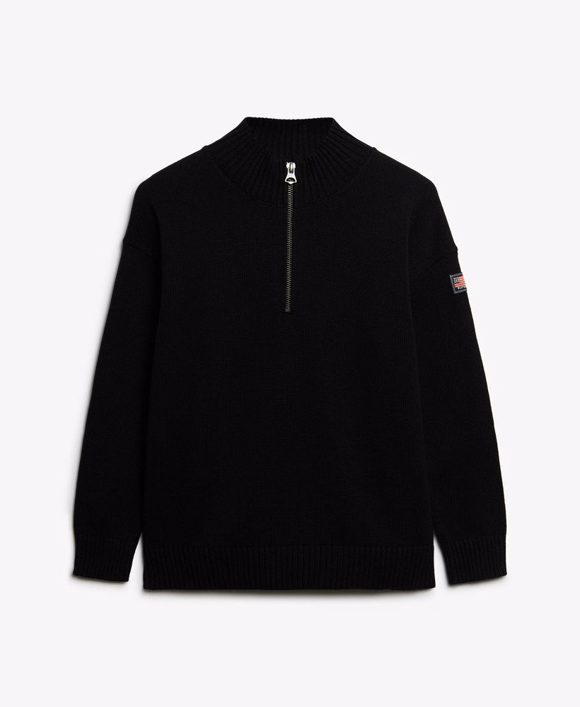 Blusa de malha folgada com meio zíper