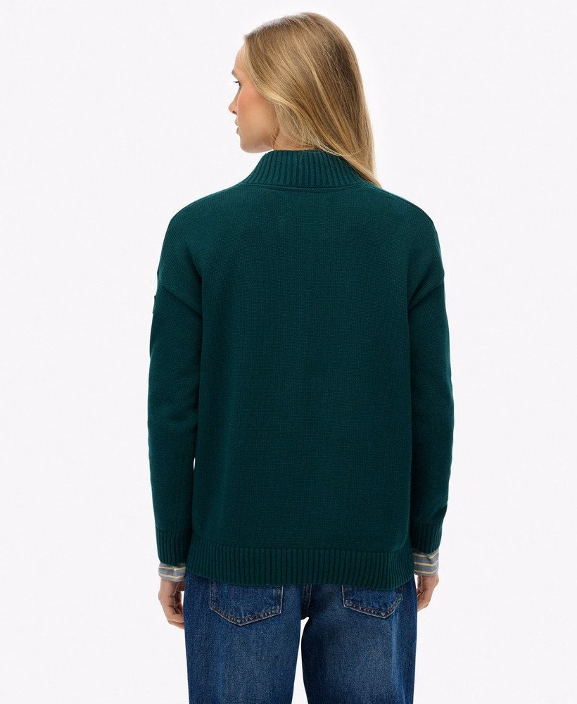 Blusa de malha folgada com meio zíper