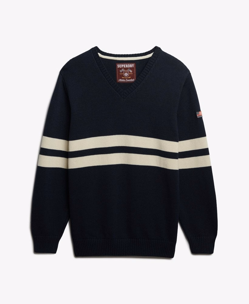 Suéter oversized listrado com decote em V