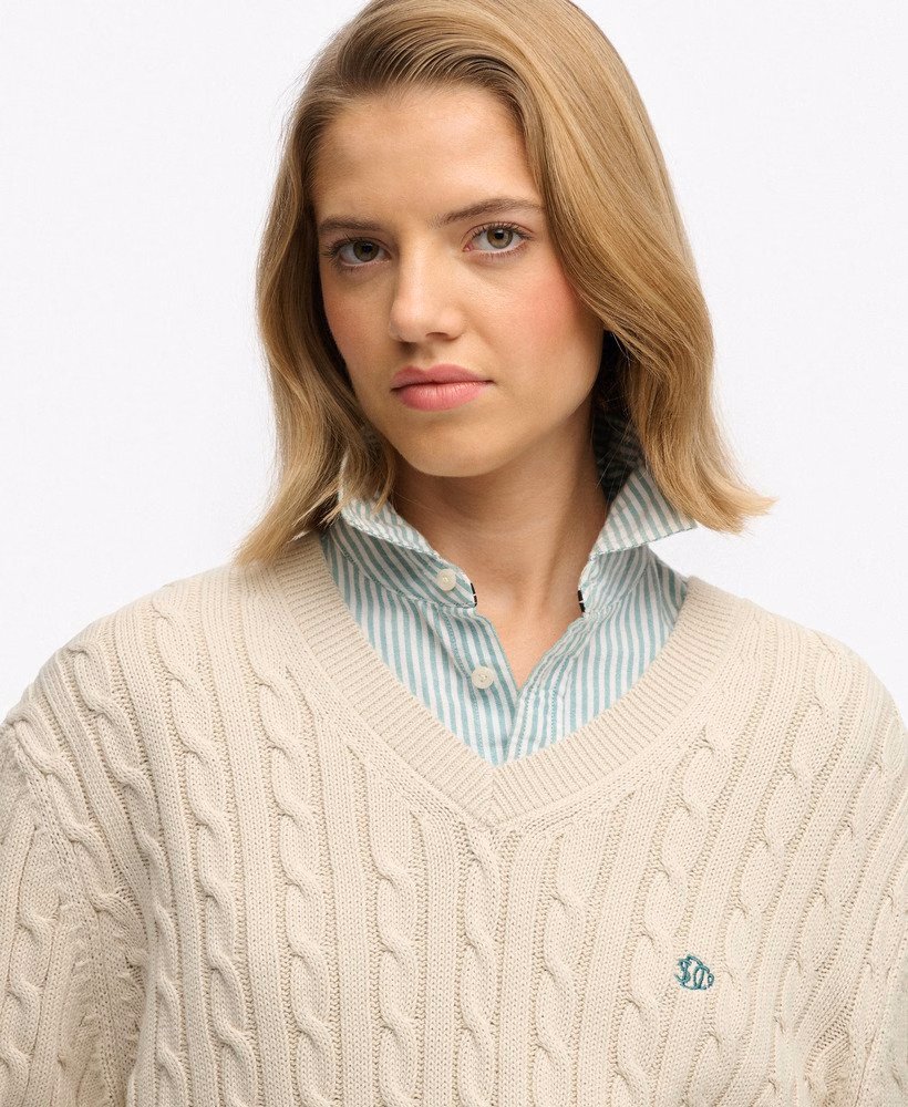 Blusa de malha com decote em V oversized