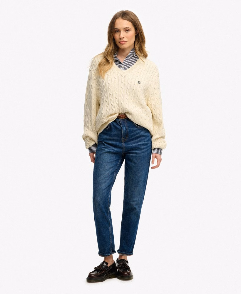 Blusa de malha com decote em V oversized
