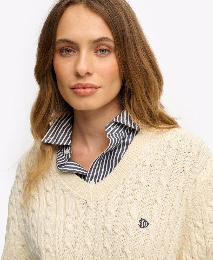 Blusa de malha com decote em V oversized