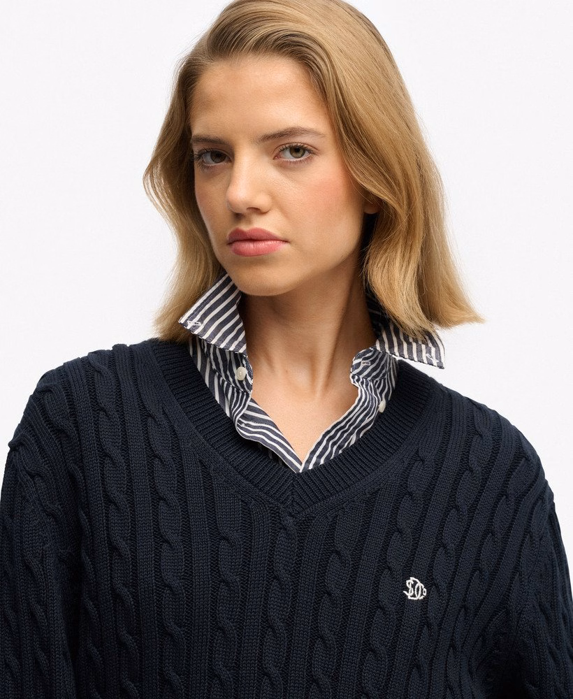 Blusa de malha com decote em V oversized