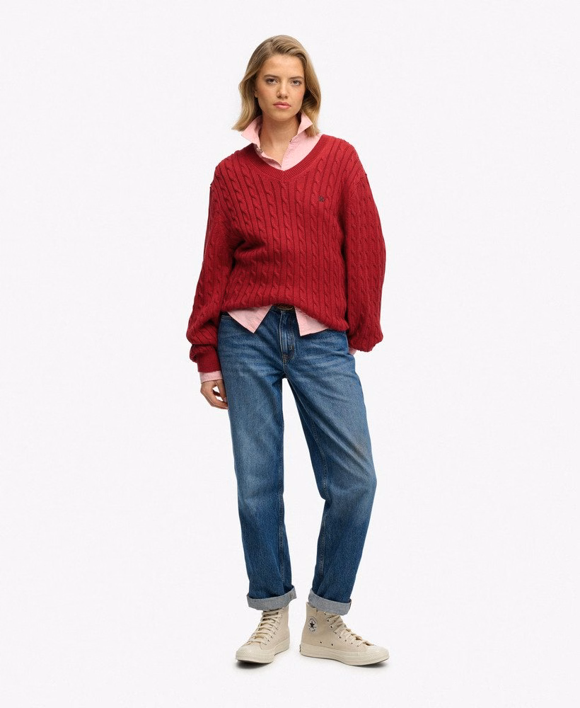 Blusa de malha com decote em V oversized