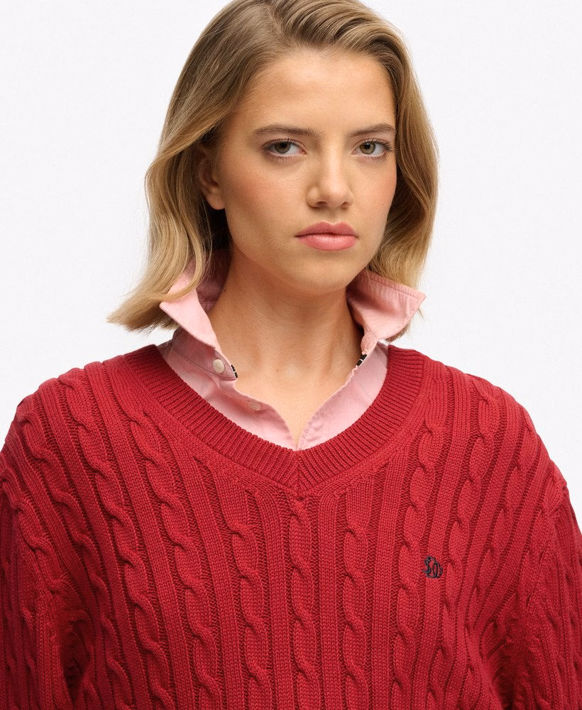 Blusa de malha com decote em V oversized