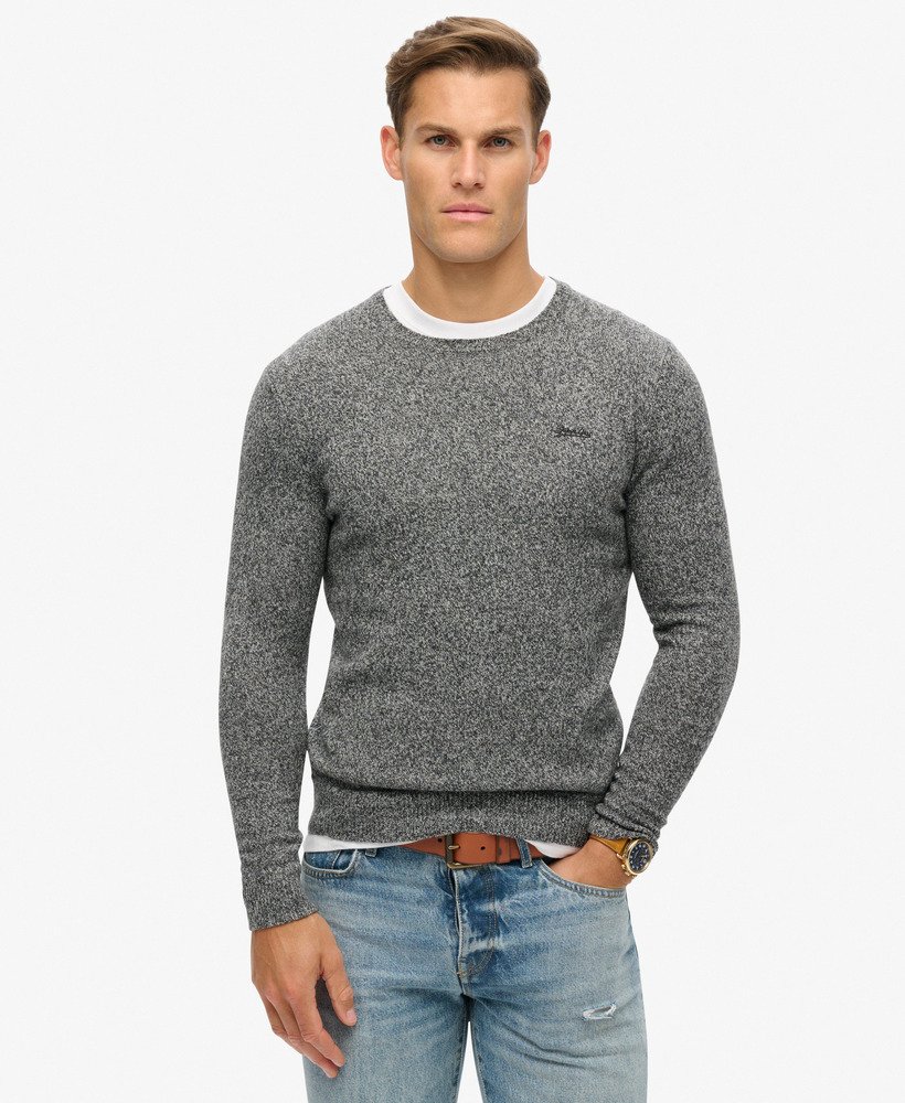 suéter essential slim fit crew na cor jaspe cinza escuro
