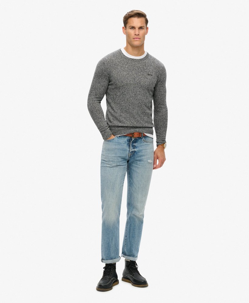 suéter essential slim fit crew na cor jaspe cinza escuro