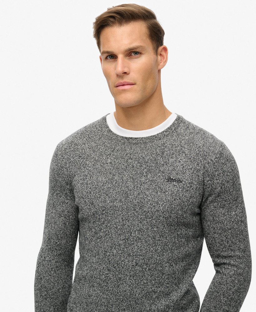 suéter essential slim fit crew na cor jaspe cinza escuro