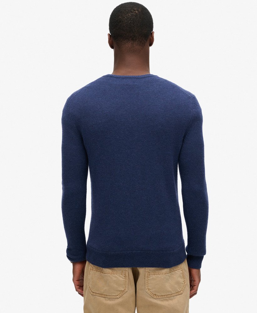 suéter essential slim fit de gola redonda em azul mesclado vibrante