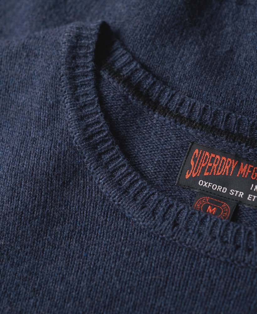 suéter essential slim fit de gola redonda em azul mesclado vibrante