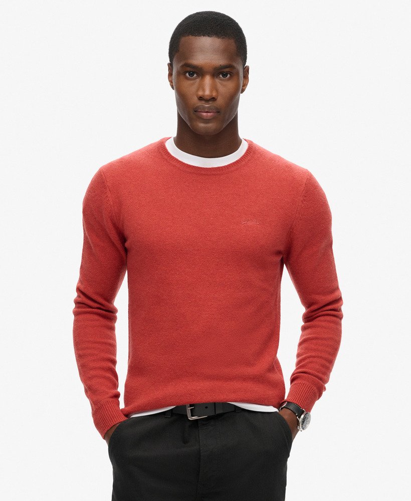 suéter essential slim fit crew na cor laranja páprica mesclada