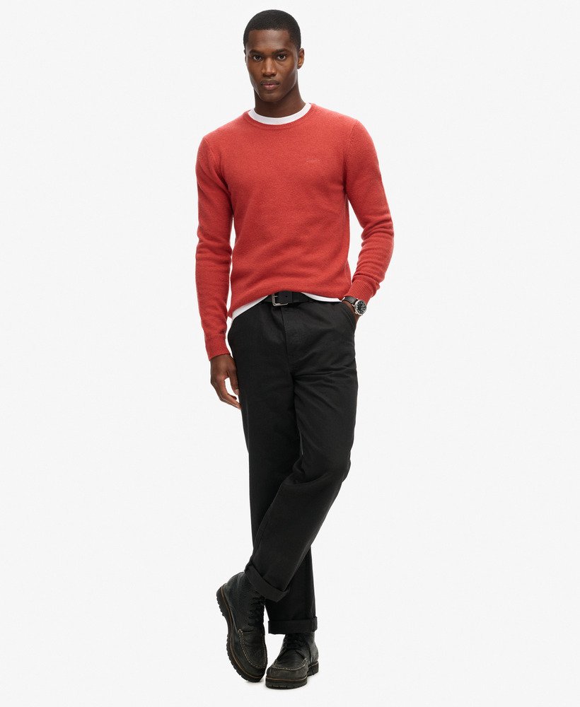 suéter essential slim fit crew na cor laranja páprica mesclada