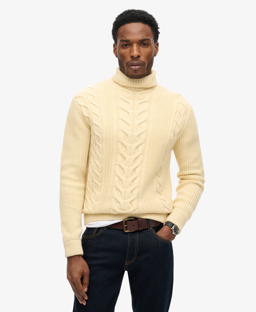 the merchant store - suéter de gola alta com tranças na cor branco off-white