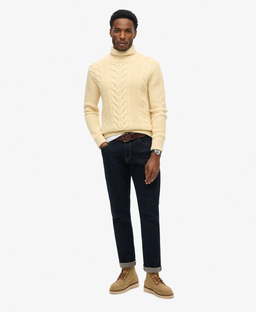 the merchant store - suéter de gola alta com tranças na cor branco off-white