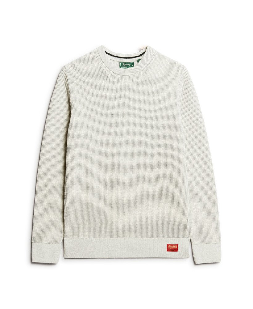 suéter de malha texturizada com gola redonda na cor moon mist heather.