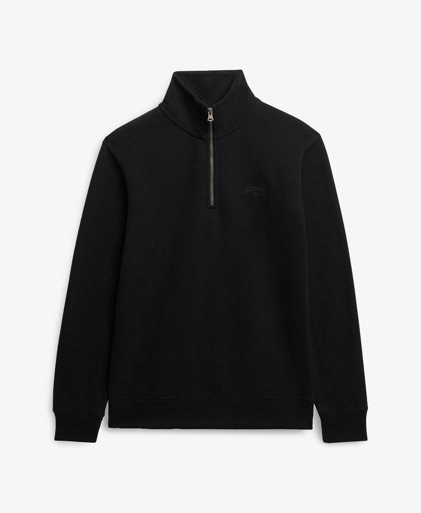 moletom essential logo com meio zíper na cor preta