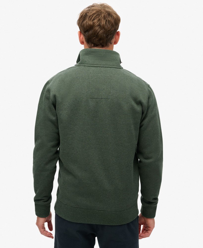 moletom essential logo com meio zíper em verde floresta mesclado