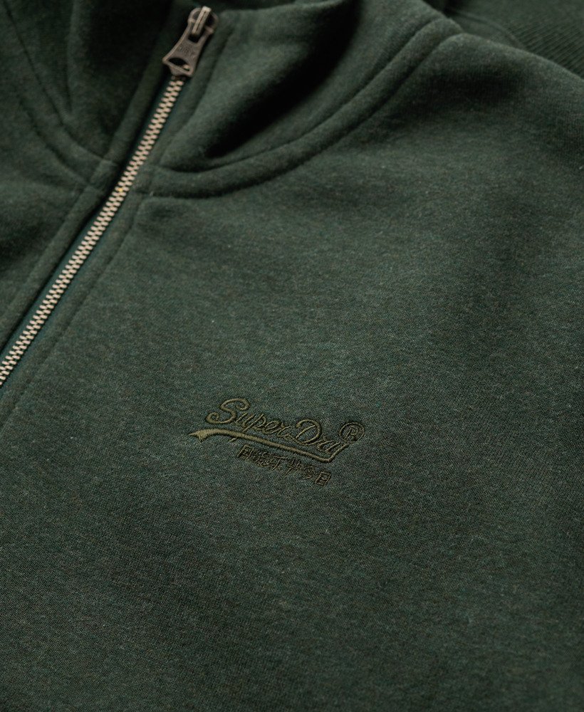 moletom essential logo com meio zíper em verde floresta mesclado