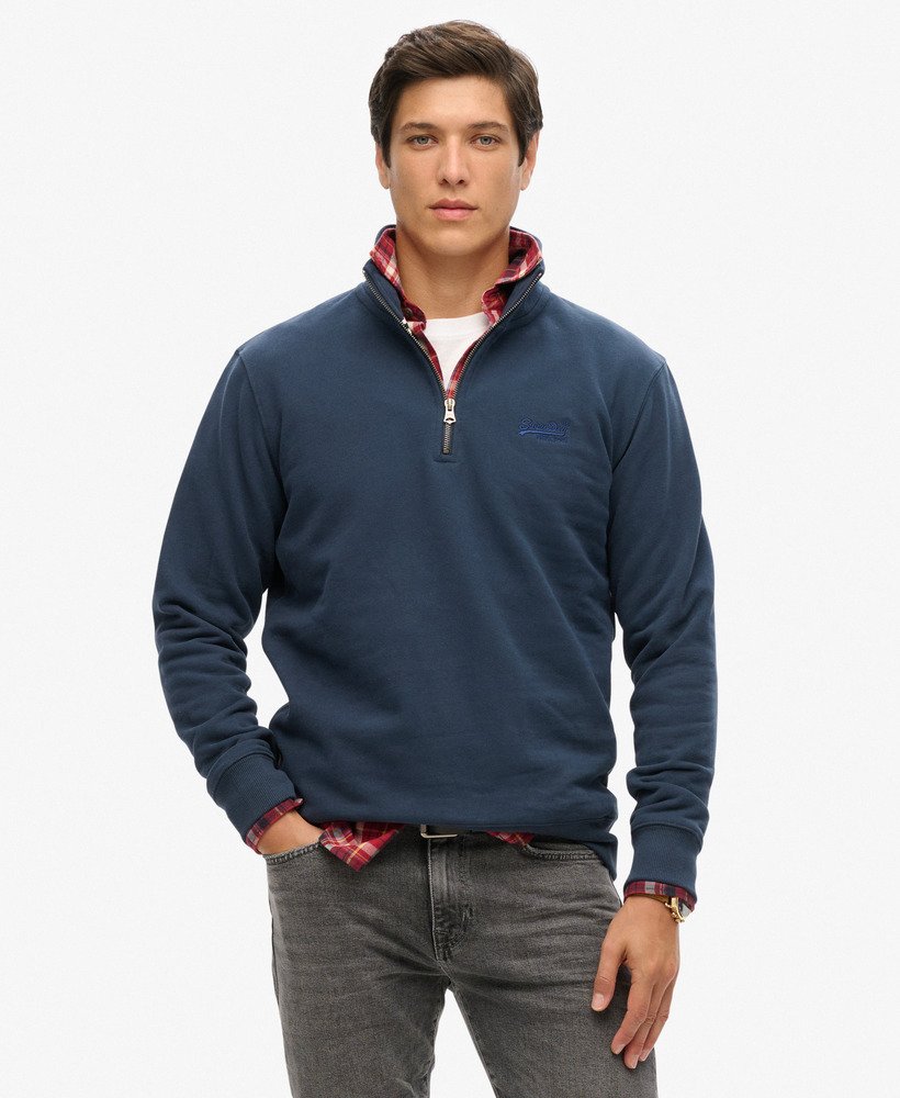 moletom essential logo com meio zíper na cor lauren navy