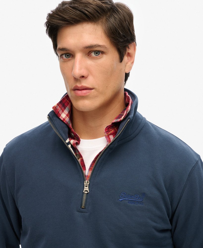 moletom essential logo com meio zíper na cor lauren navy