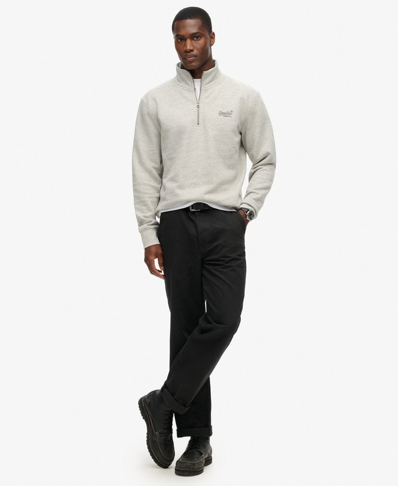 moletom essential logo com meio zíper na cor varsity grey grindle