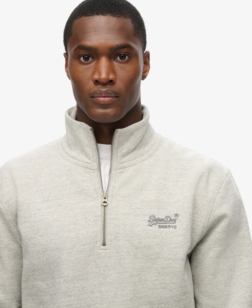 moletom essential logo com meio zíper na cor varsity grey grindle