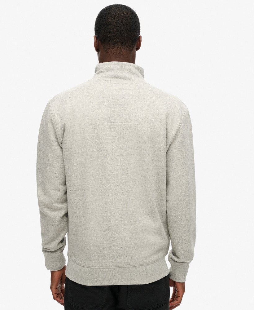 moletom essential logo com meio zíper na cor varsity grey grindle