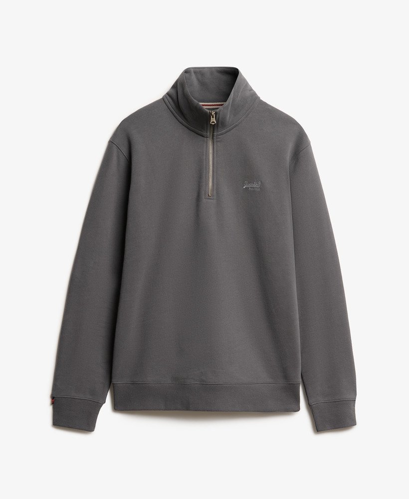 moletom essential logo com meio zíper na cor cinza antracite