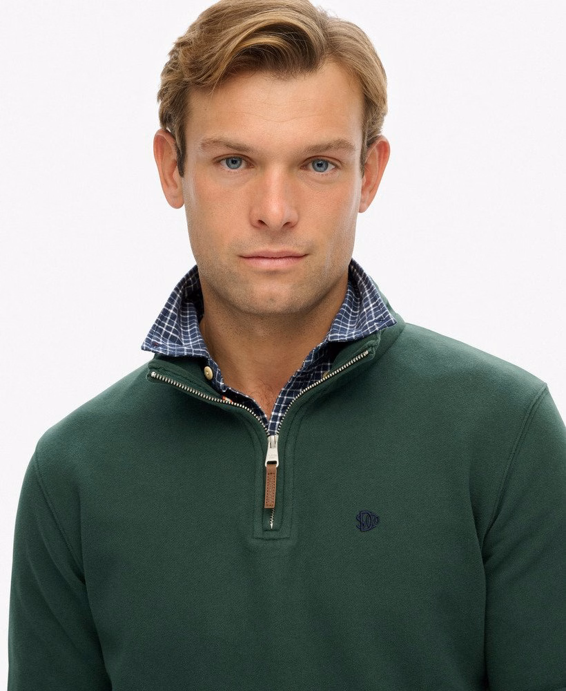 Suéter preppy com meio zíper