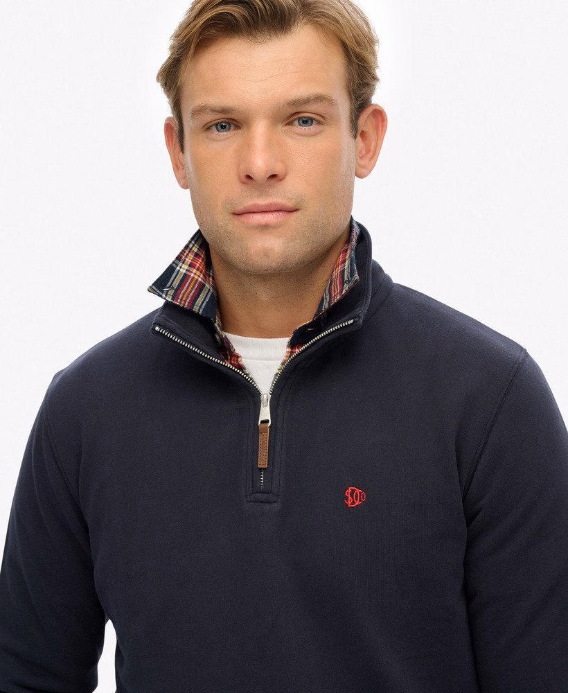Suéter preppy com meio zíper