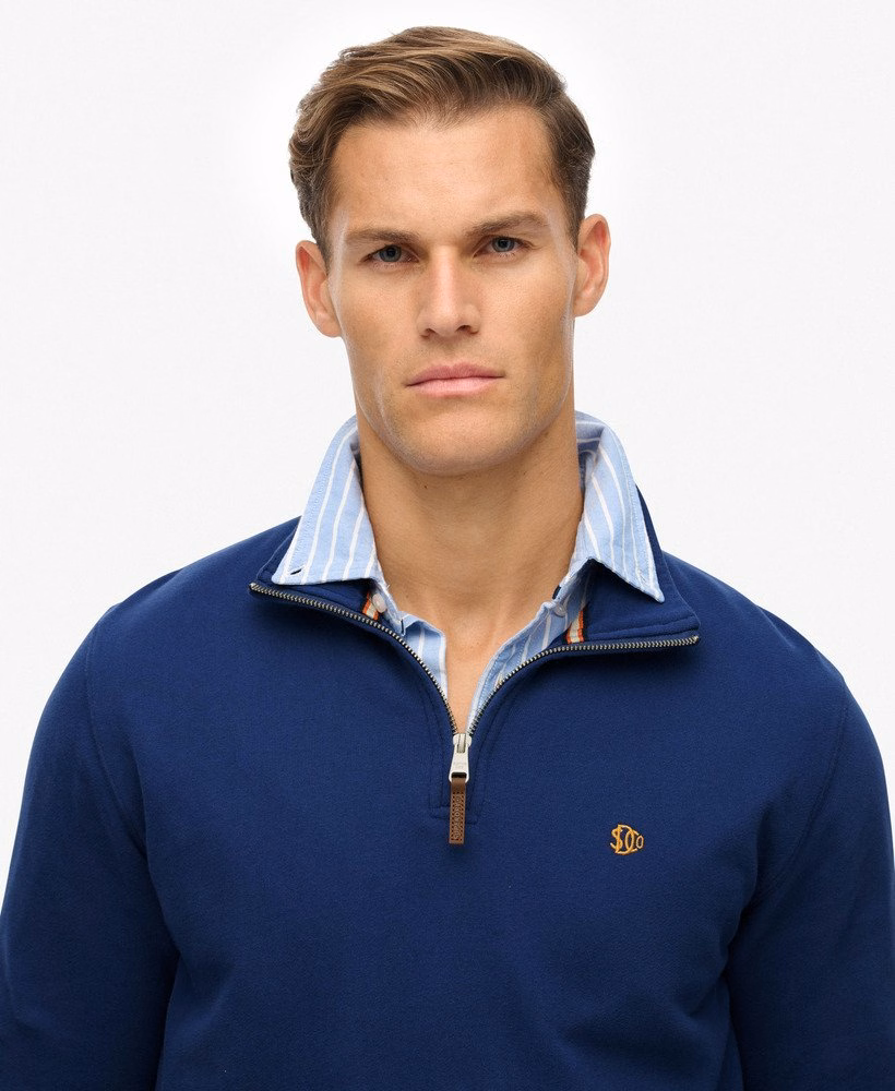 Suéter preppy com meio zíper
