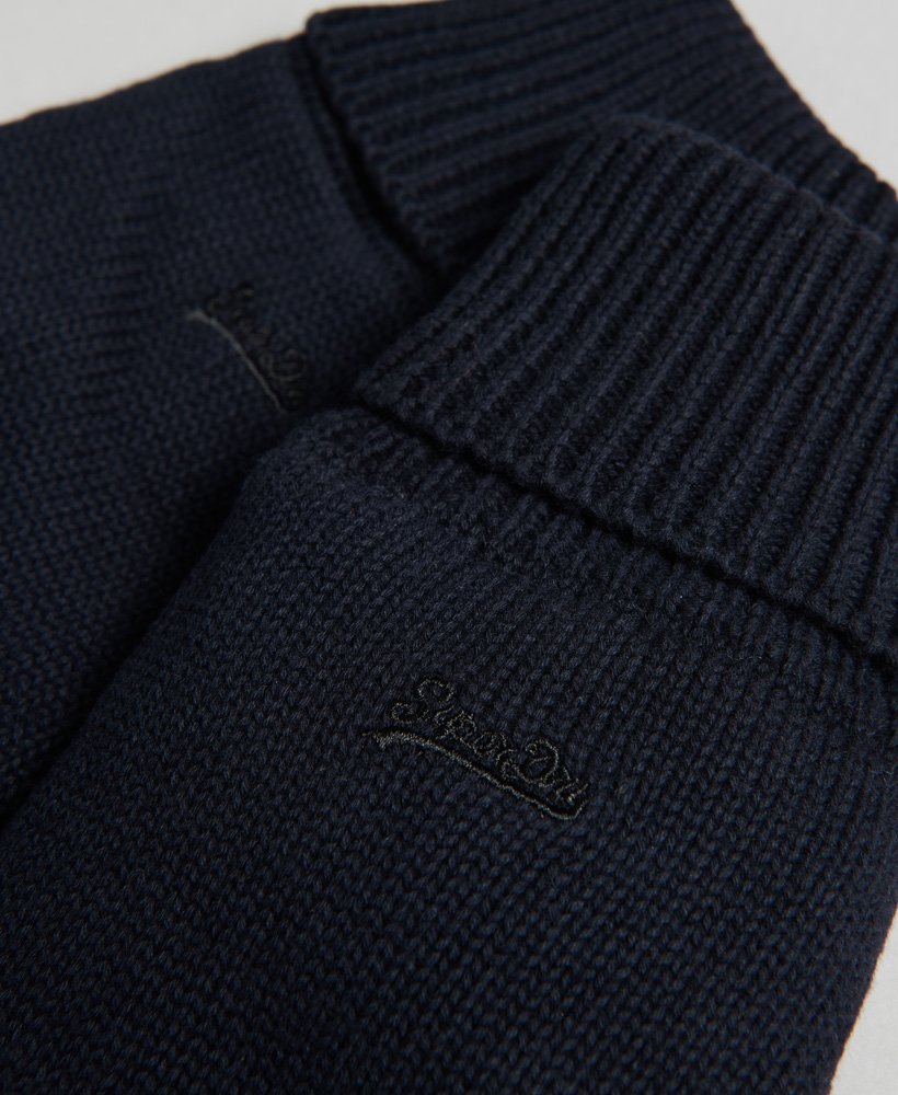 luvas com logotipo vintage em cinza azul-marinho eclipse.