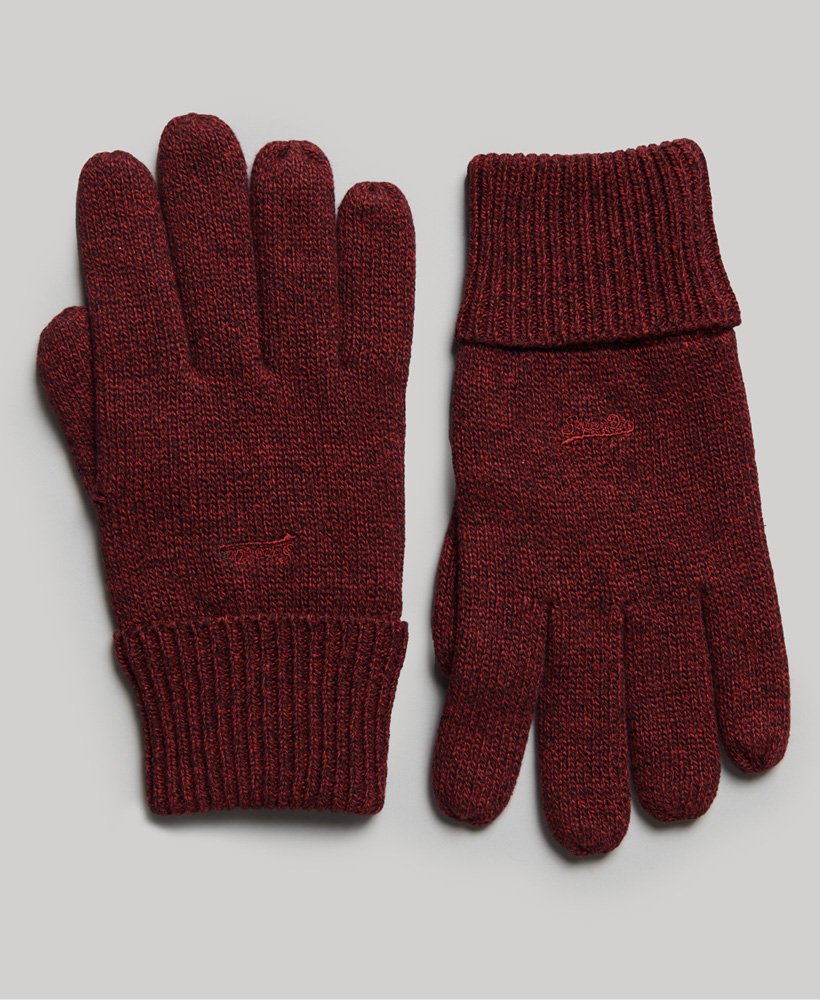 luvas com logotipo vintage em vermelho escuro granulado