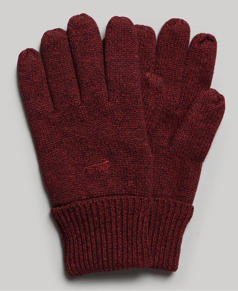 luvas com logotipo vintage em vermelho escuro granulado