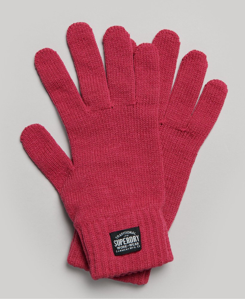 luvas clássicas de tricô em rosa pavão