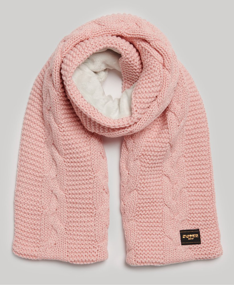 cachecol de tricô trançado em rosa mesclado