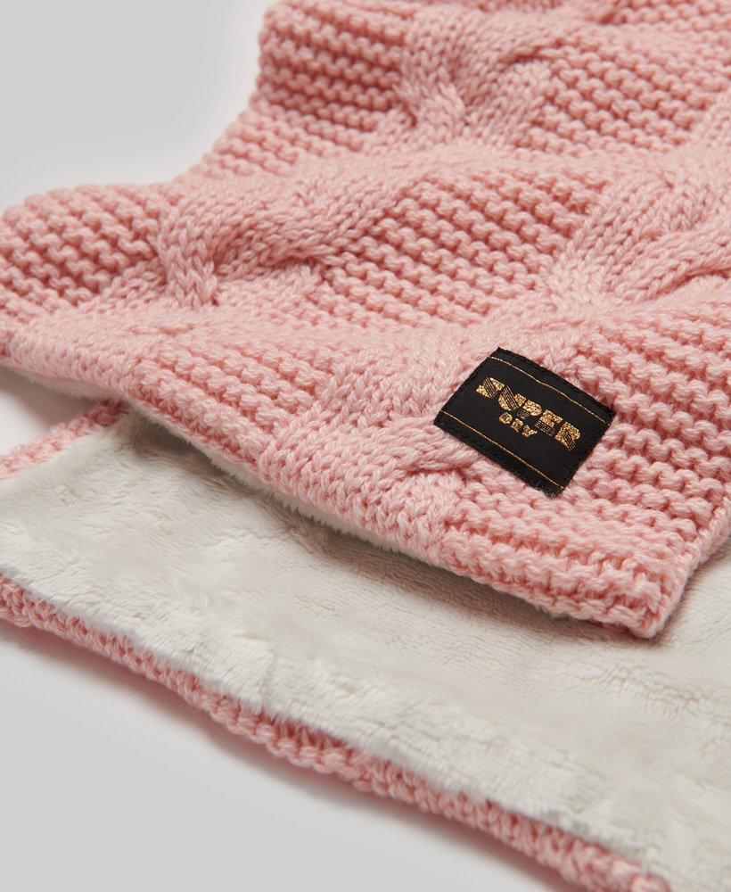 cachecol de tricô trançado em rosa mesclado