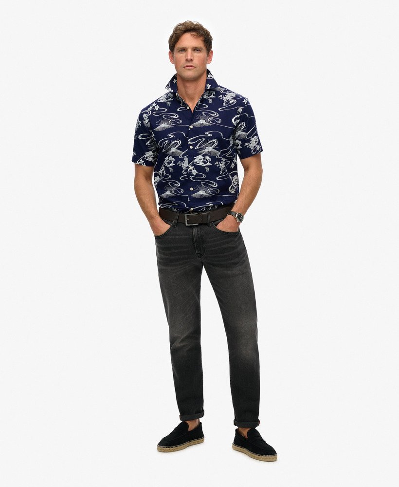 camisa havaiana na cor moon mountain navy