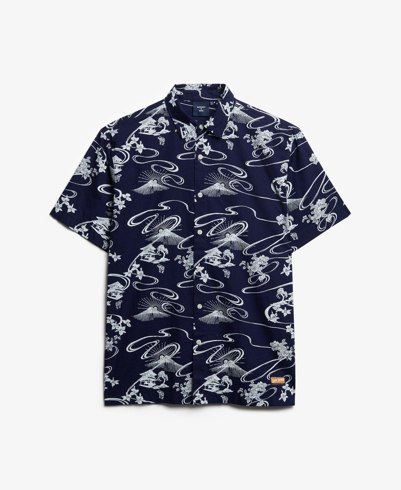 camisa havaiana na cor moon mountain navy