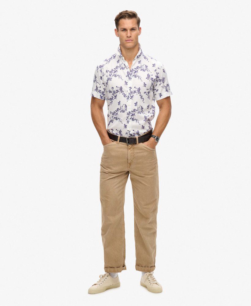 camisa havaiana vintage na cor optic blossom