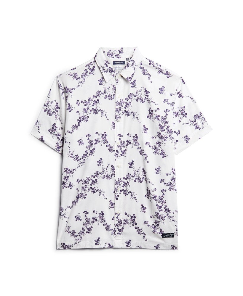 camisa havaiana vintage na cor optic blossom
